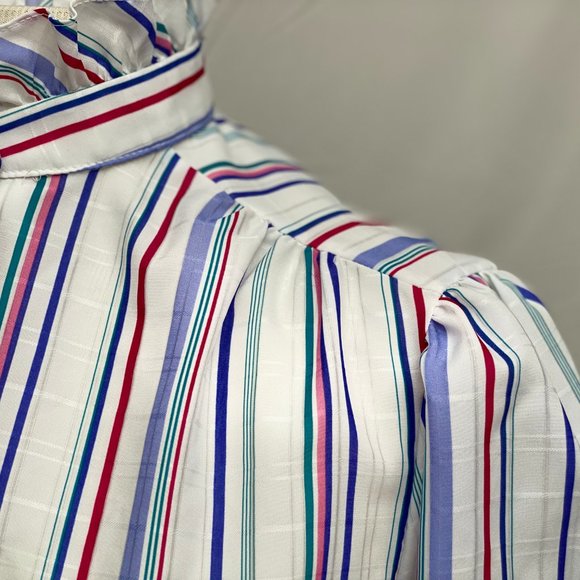 SOLD Vintage Ruffle Neck Collared Blouse - Picture 8 of 11